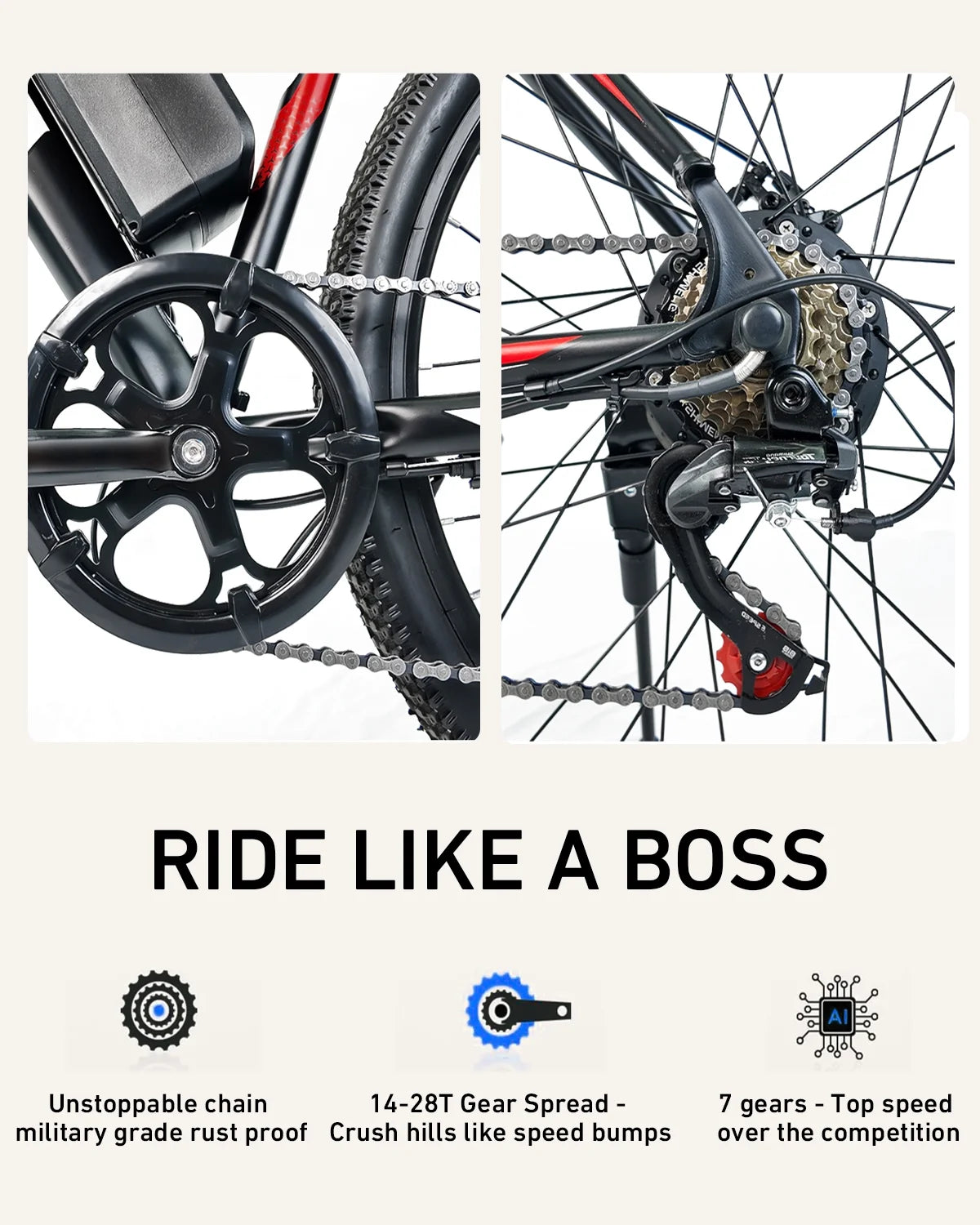 Electric Bike for Adults 750W Peak Motor, 25 Mph Ebike, 26" Tire Electric Bicycles with Max 15° Uphill, 36V 12Ah Battery, 45 Miles PAS Range, E Bikes for Adults and Teens, E-Mountain Bike, UL 2849