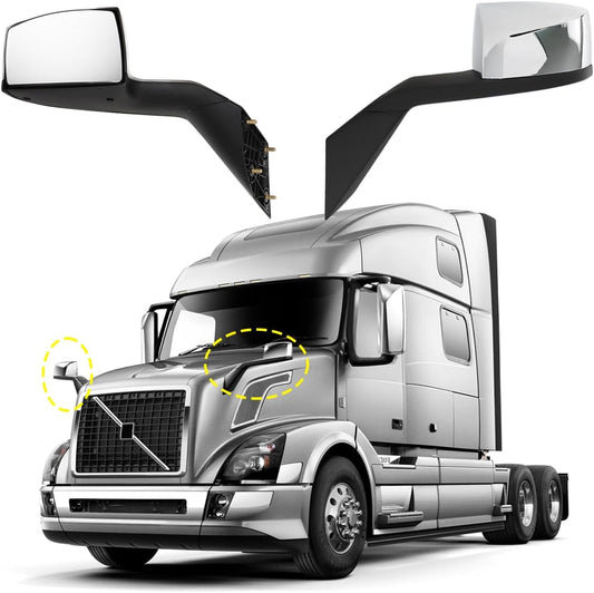 Hood Mirrors Truck Assembly Replacement Hood Mirrors Assembly Fit for Volvo VNL 2004-2017 (Chrome, Pair)