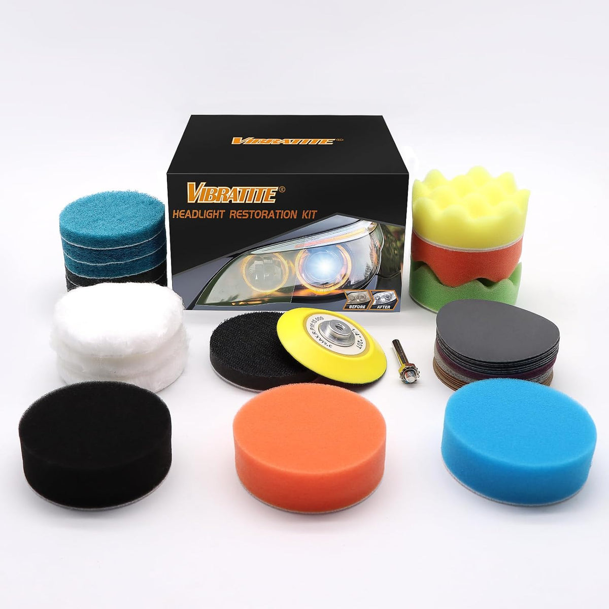 41PCS Headlight Restoration Kit, 3" Drill Sanding & Polishing Kit