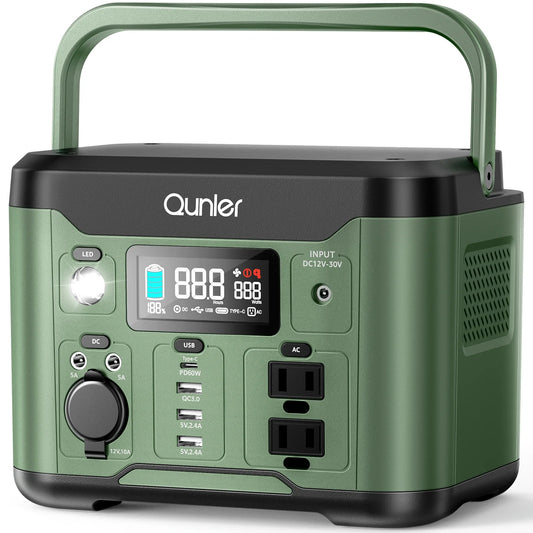 300W Portable Power Station 296Wh 80000Mah with 60W PD Input/Output Fast Charging, AC DC Outlets Outdoor Solar Generator for Camping, RV, Home Backup, Emergency Power, Green (No Solar Panel)