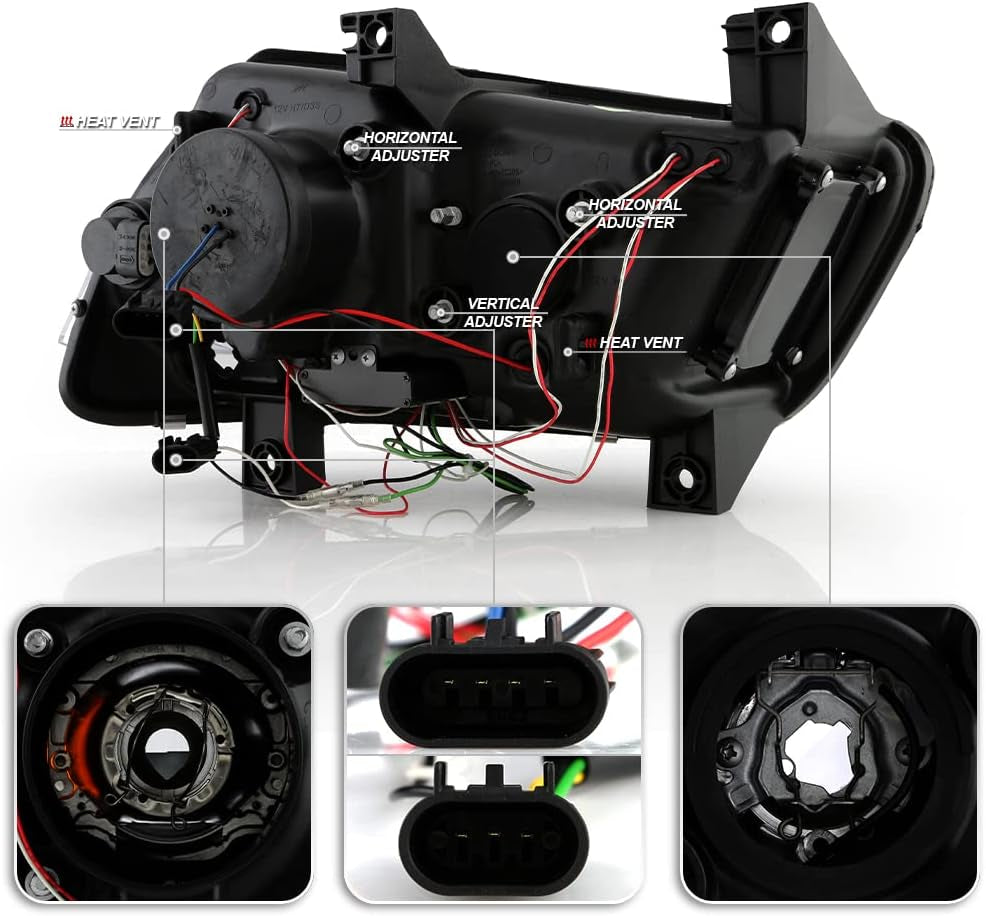 - for [Halogen Model] 2011-2014 Dodge Charger LED DRL Tube Black Housing Projector Headlights Headlamps Assembly