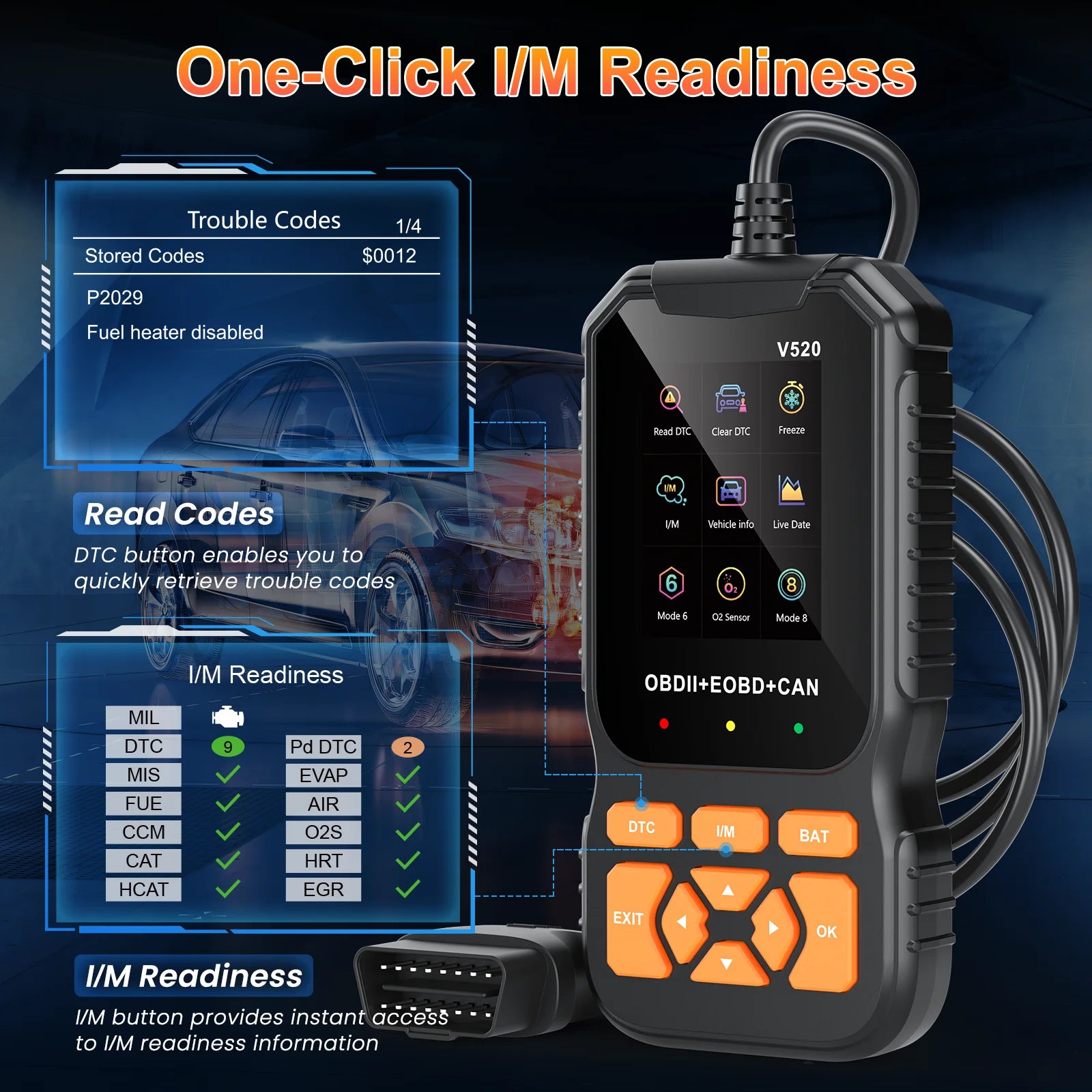 V520 OBD2 Scanner Professional Auto Tool for All Vehicles Live Data ,Universal Check Engine Car Code Reader /Erase Fault Code,35,901 Dtcs,Cloud Data Print,Voltage Test