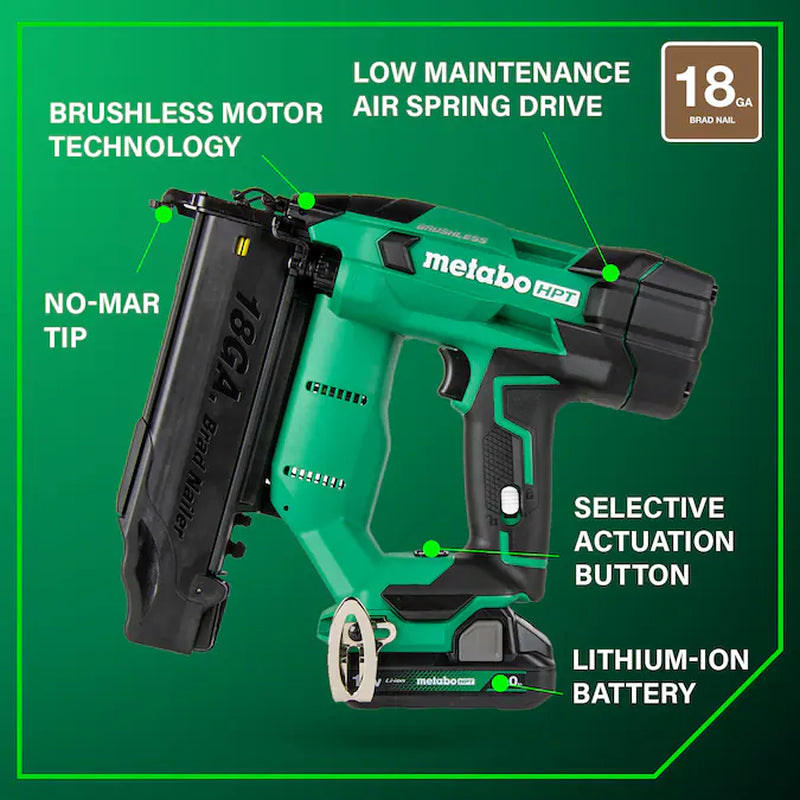 Multivolt 2-In 18 -Gauge Cordless Straight Brad Nailer (Battery Included and Charger Included)