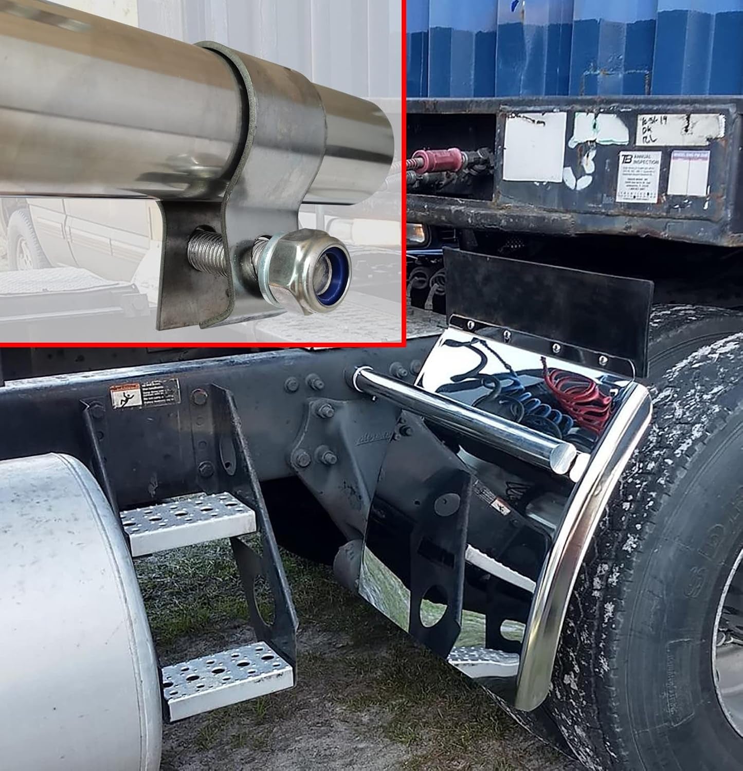24"X29" Stainless Steel Quarter Fender 2PCS with Bracket Fit for Semi Truck