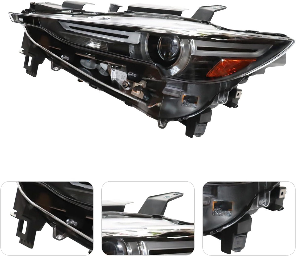 Headlights Assembly Driver and Passenger Side for 2017-2021 Mazda CX-5 LED (Without AFS) Left & Right Headlights Lamps Set W/Bulb Clear Lens Halogen Direct Replacement Headlights (Left)