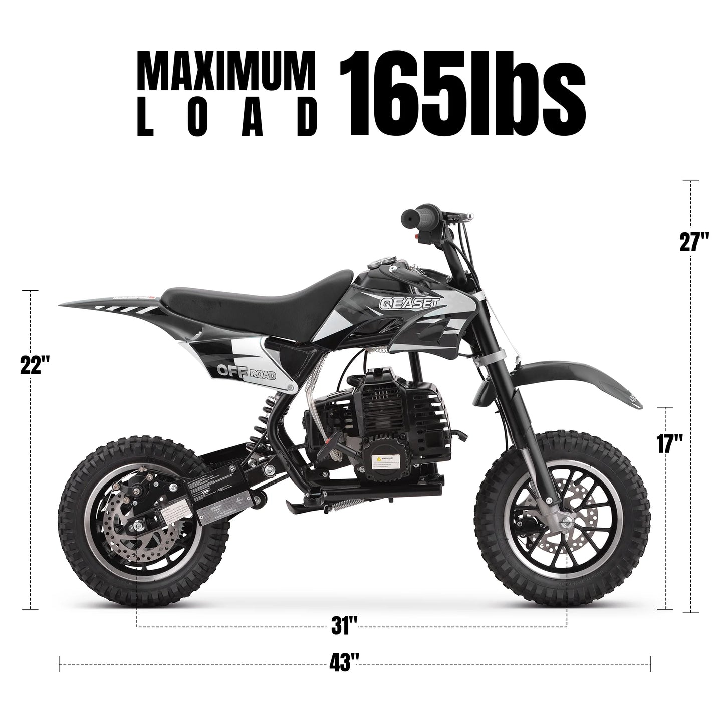 49CC Dirt Bike, Mini Bike 2-Stroke Gas Powered off Road with Max Speed 20MPH, Pull Start
