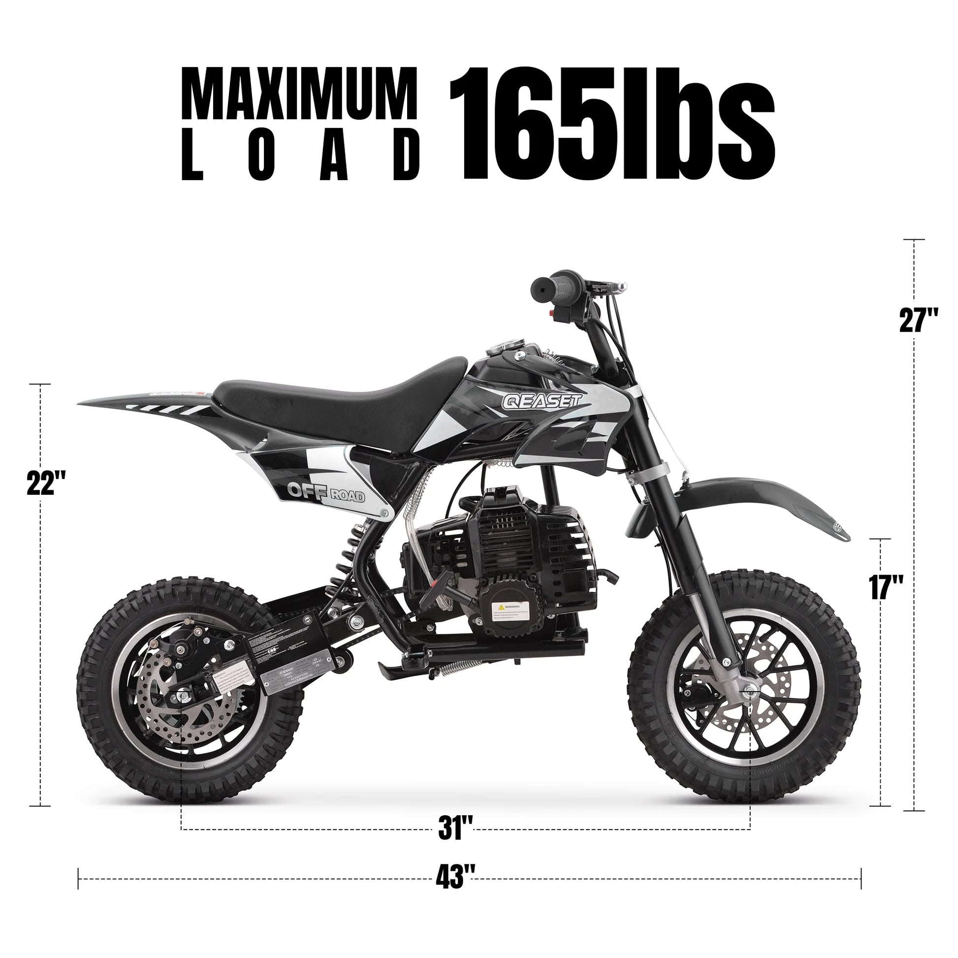 49CC Dirt Bike, Mini Bike 2-Stroke Gas Powered off Road with Max Speed 20MPH, Pull Start