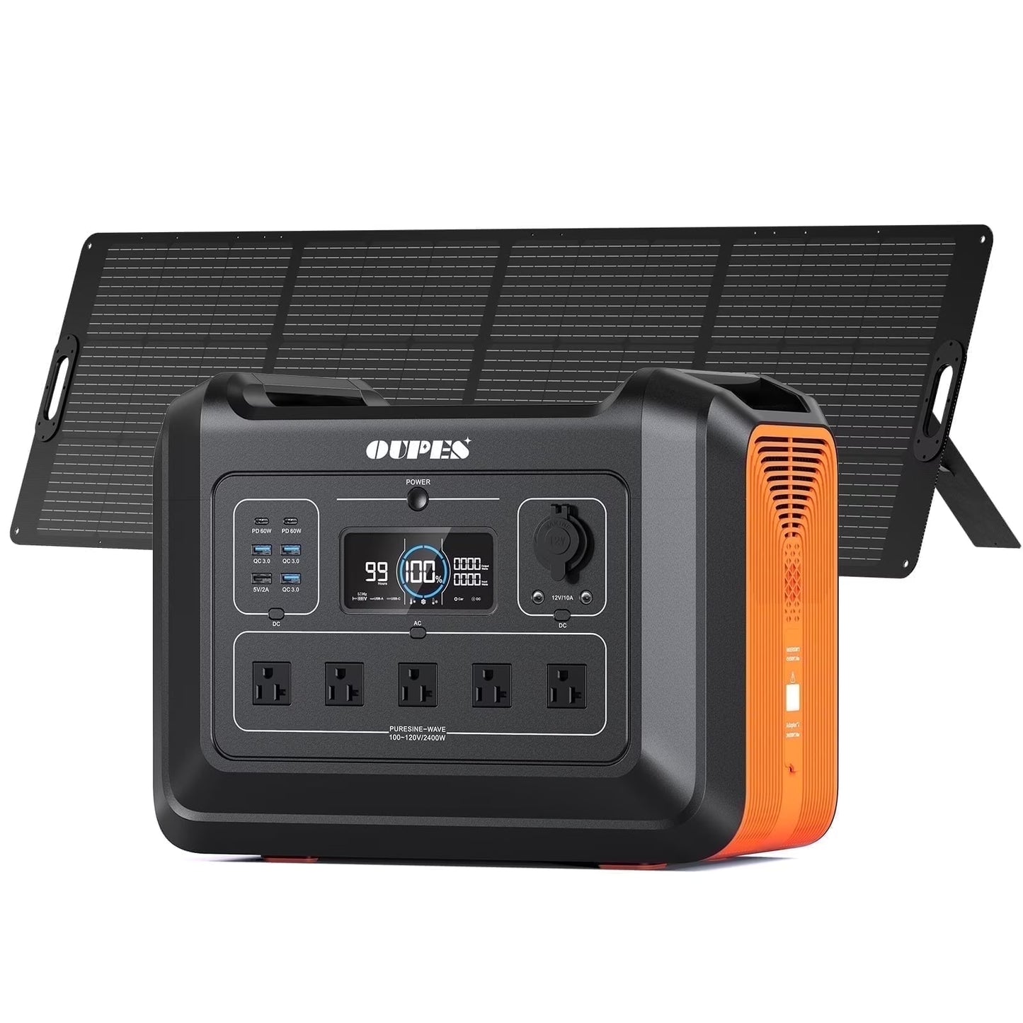 2400W 2232Wh Portable Power Station with 240W Solar Panel,Solar Generator for Outdoor Camping,Home Backup,Emergency,Rvs