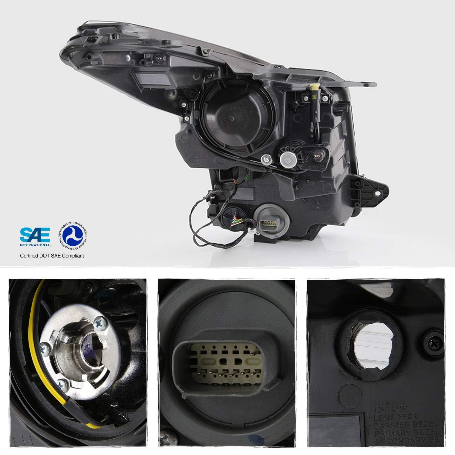 - for 2013-2018 Cadillac ATS Sedan Projector Headlights | [Halogen Model Only] OE Factory Style Chrome Housing Clear Lens Driver and Passenger Side Direct Replacement