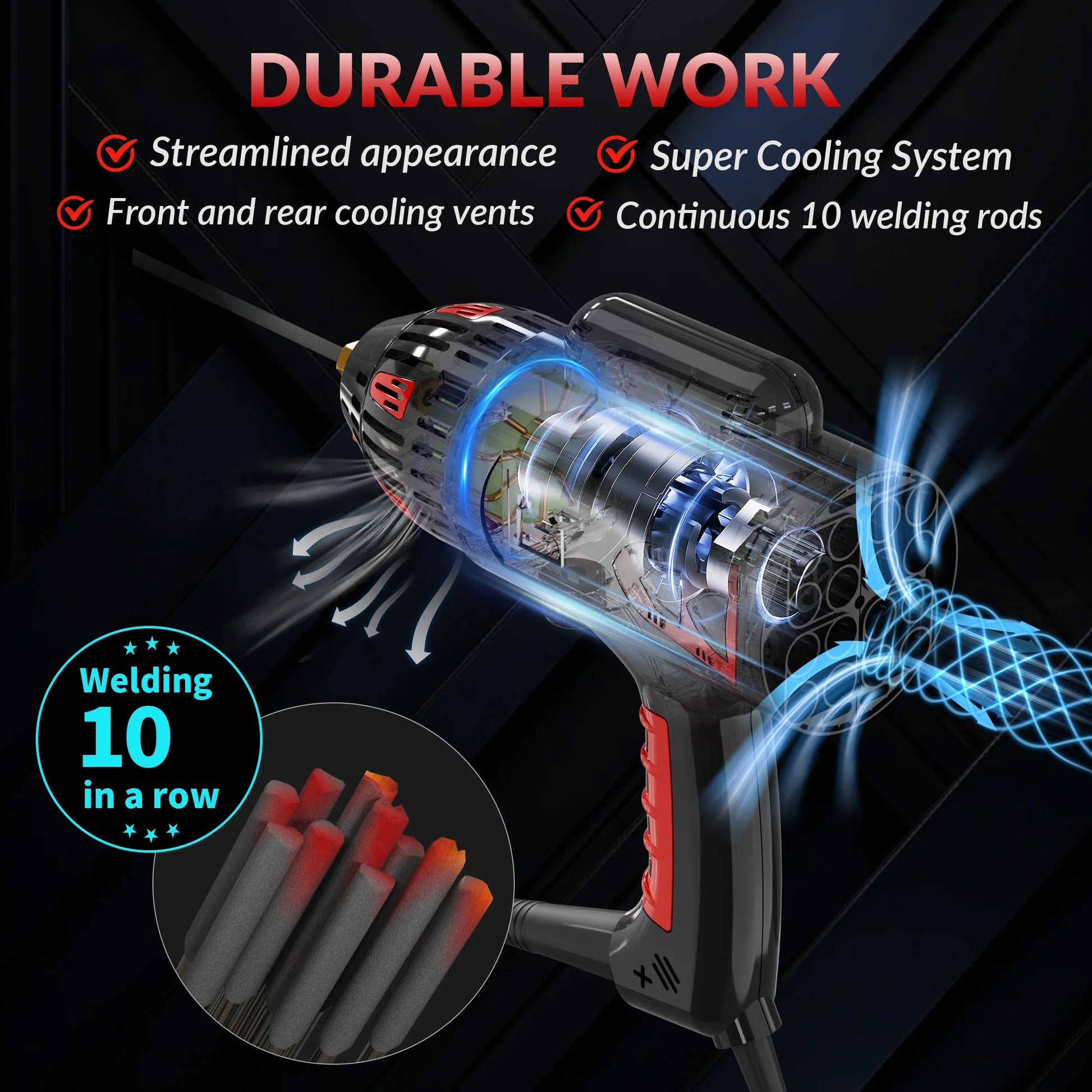 110V 130A Portable Handheld Stick ARC Welder Machine, Digital Display, IGBT Inverter, Ergonomic Design (3.7LB)