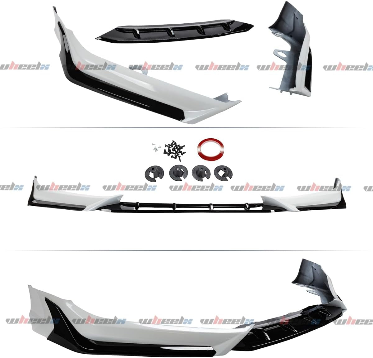 Front Bumper Lip Compatible with 2018-2020 Honda Accord, ACR JDM Style 5Pcs Air Dam Spoiler Splitter Chin Fits for EX EX-L LX SE Sport Touring Hybrid, Protection Body Kit (Platinum White Pearl)