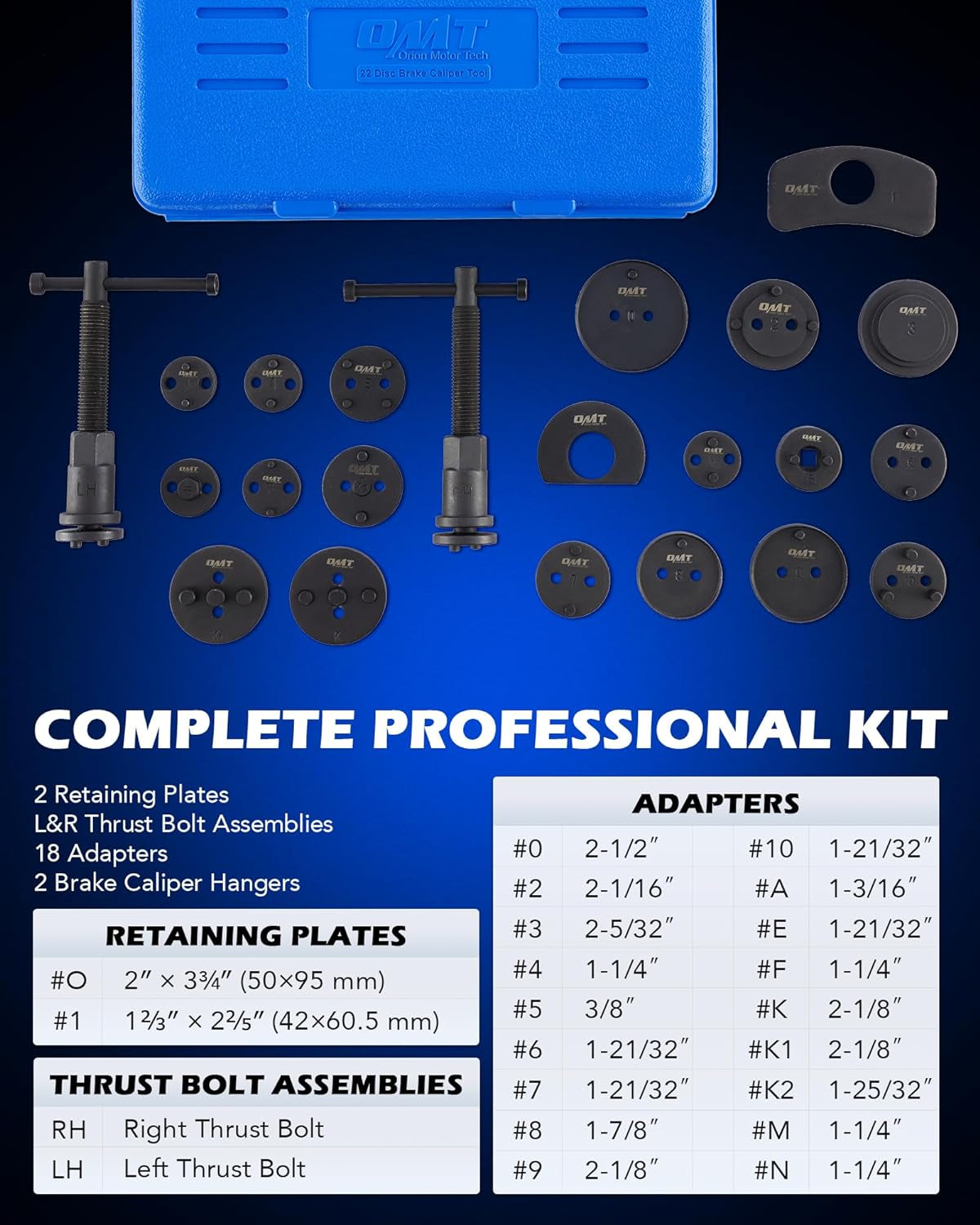 Brake Caliper Wind Back Tool Kit, 24Pc Brake Caliper Compression Tool Set with T