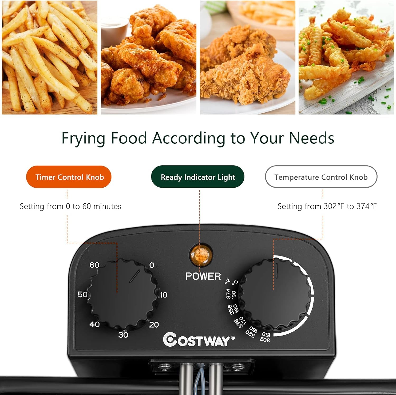 Deep Fryer with Basket, 5.3Qt Stainless Steel Electric Oil Fryer W/Adjustable Temperature, Timer, Lid with View Window, Professional Style, Deep Fryer Pot for Home Use, French Fries, Chicken