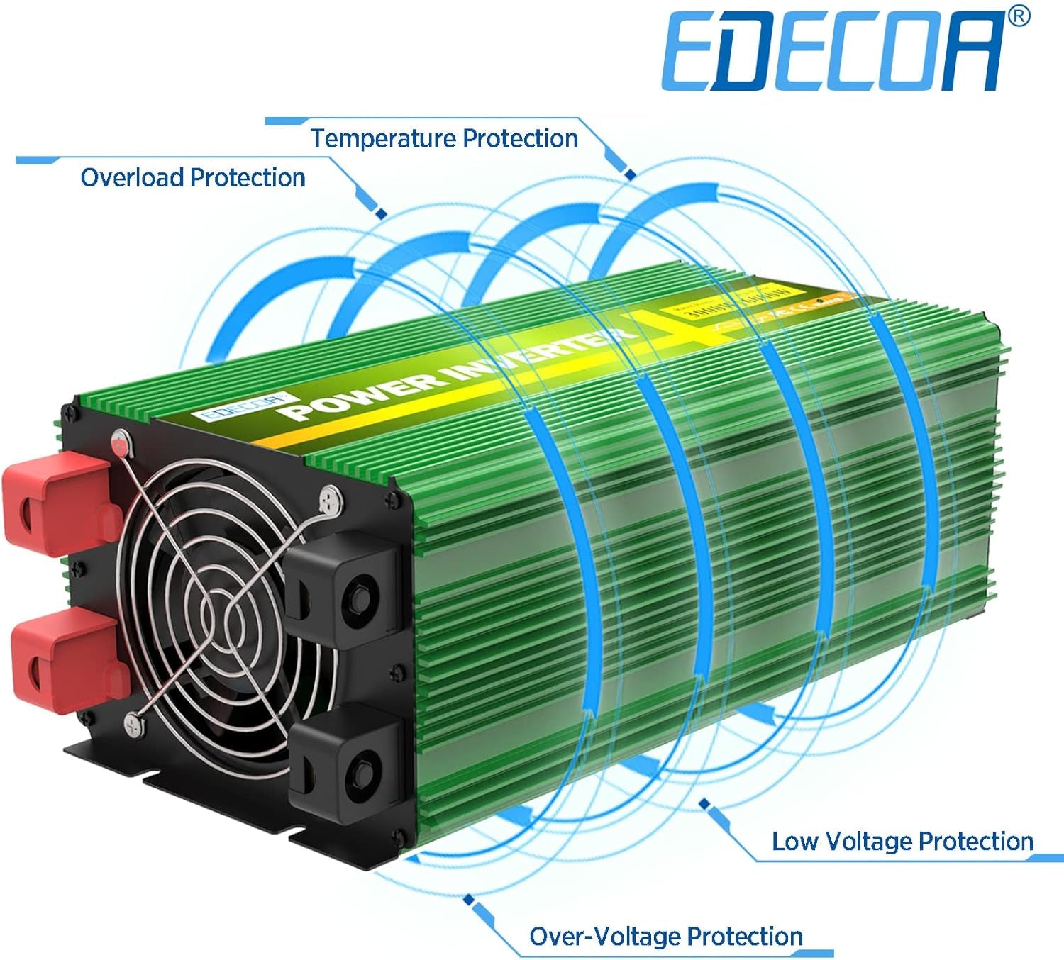 3000 Watt 24 Volts Power Inverter Pure Sine Wave 3000W DC 24V to 120V AC Solar Inverter with 3 Outlets and AC Terminal Block