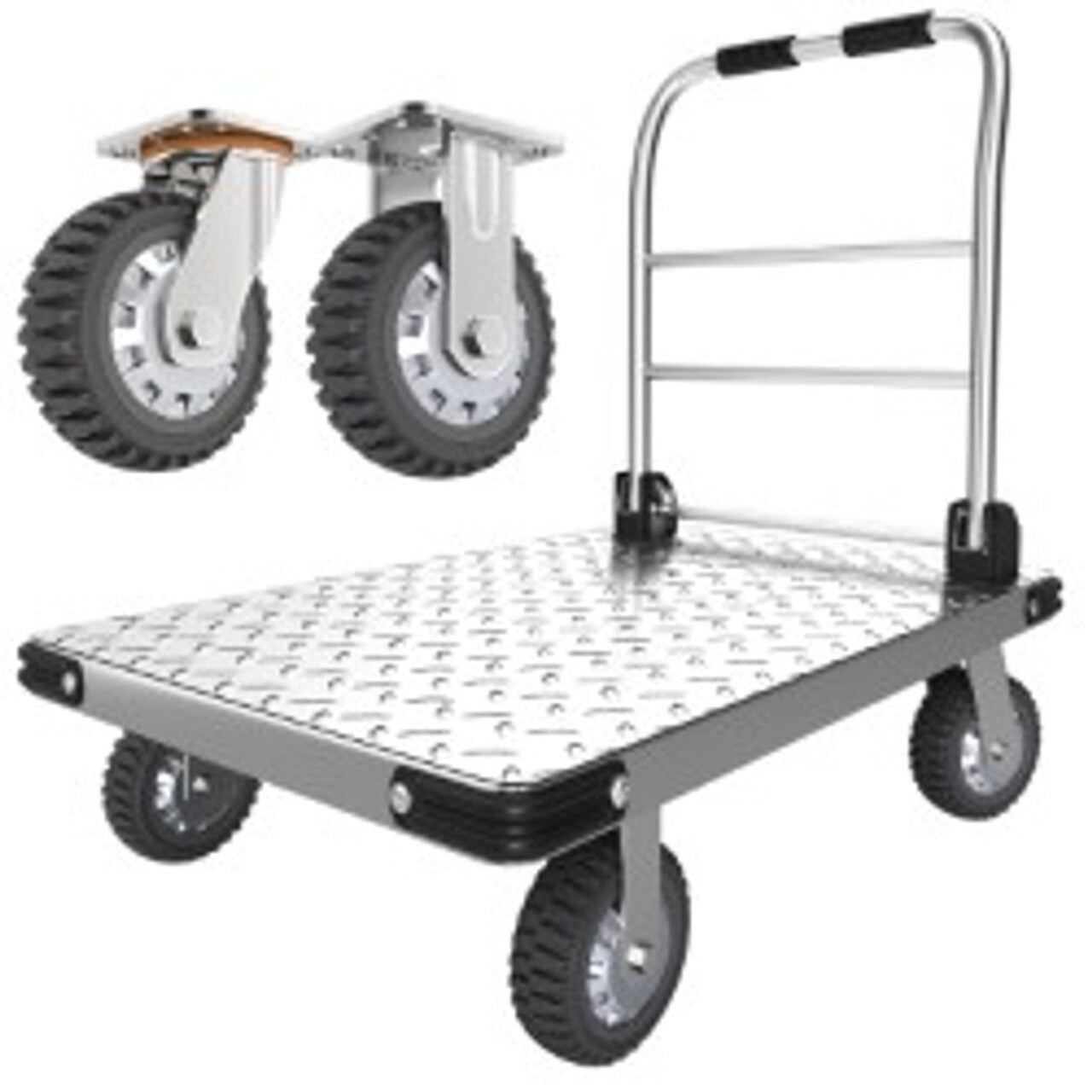 2000 Lbs Heavy-Duty Steel Platform Truck - Hand Push Flat Cart Easy Transport