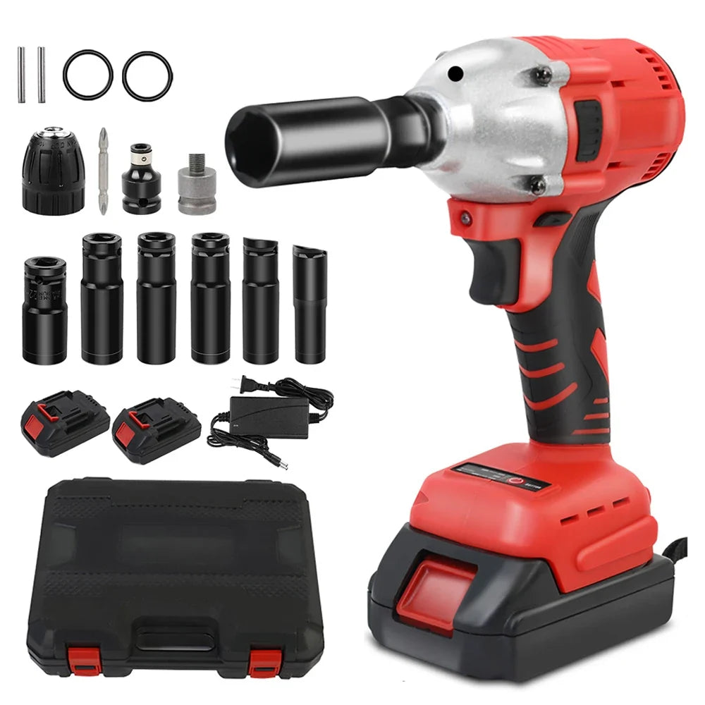 1000N.M Cordless Impact Wrench Brushless 20V 1/2 Inch Power Tool Sets High Torque 2X1500Mah Batteries for Car Truck Tires Home