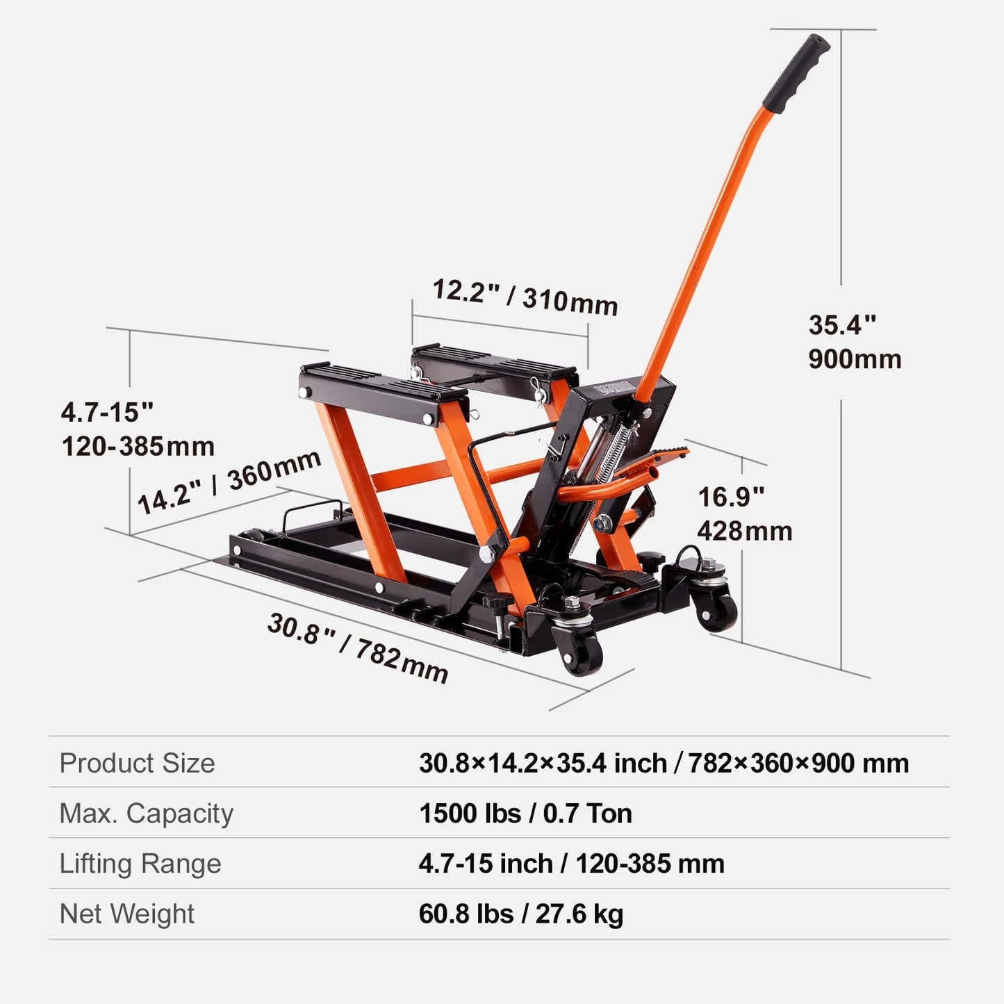 1500 LB Hydraulic Motorcycle ATV Lift Jack Hydraulic Pump Hoist Jack ATV Dirt Bike Stand