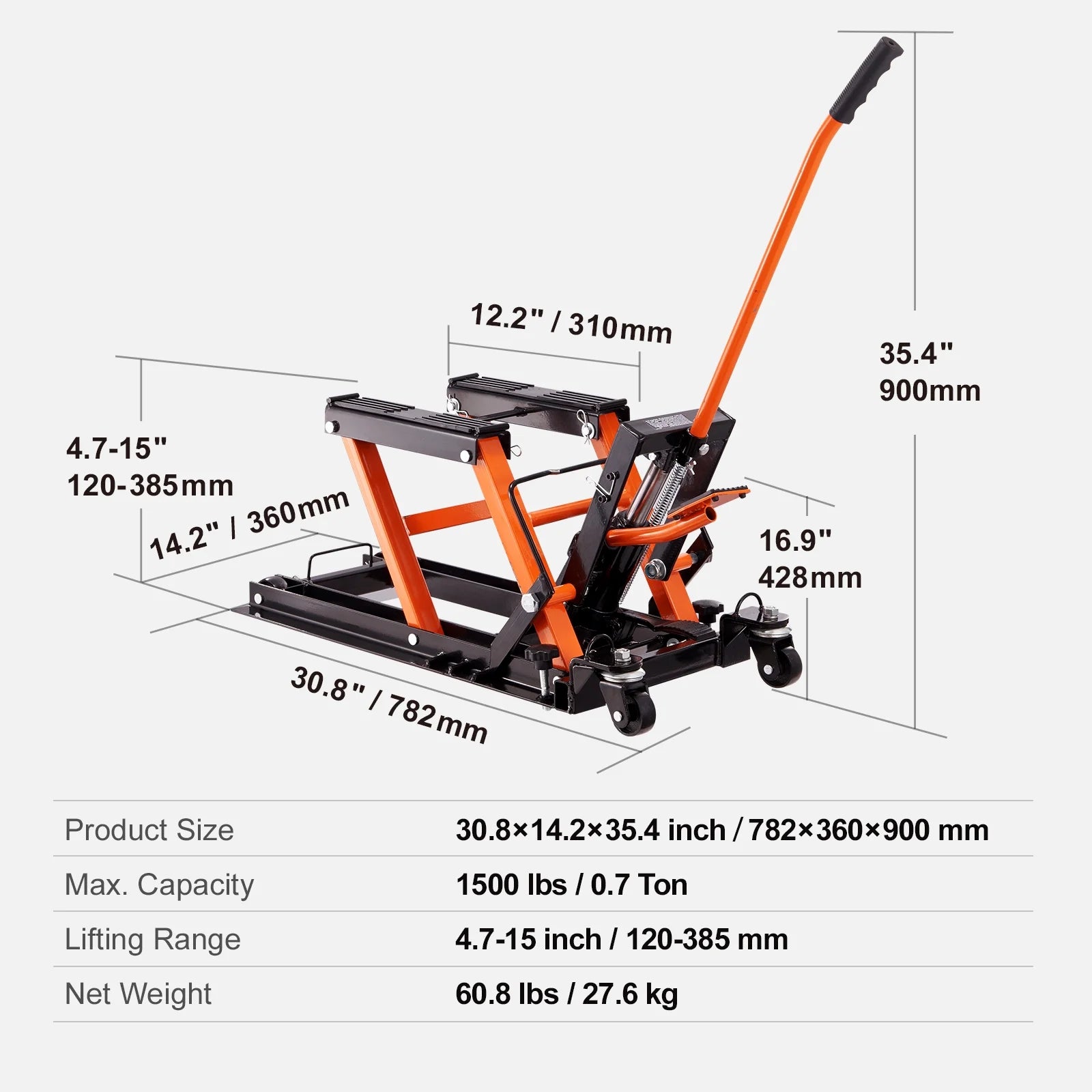 1500 LB Hydraulic Motorcycle ATV Lift Jack Hydraulic Pump Hoist Jack ATV Dirt Bike Stand