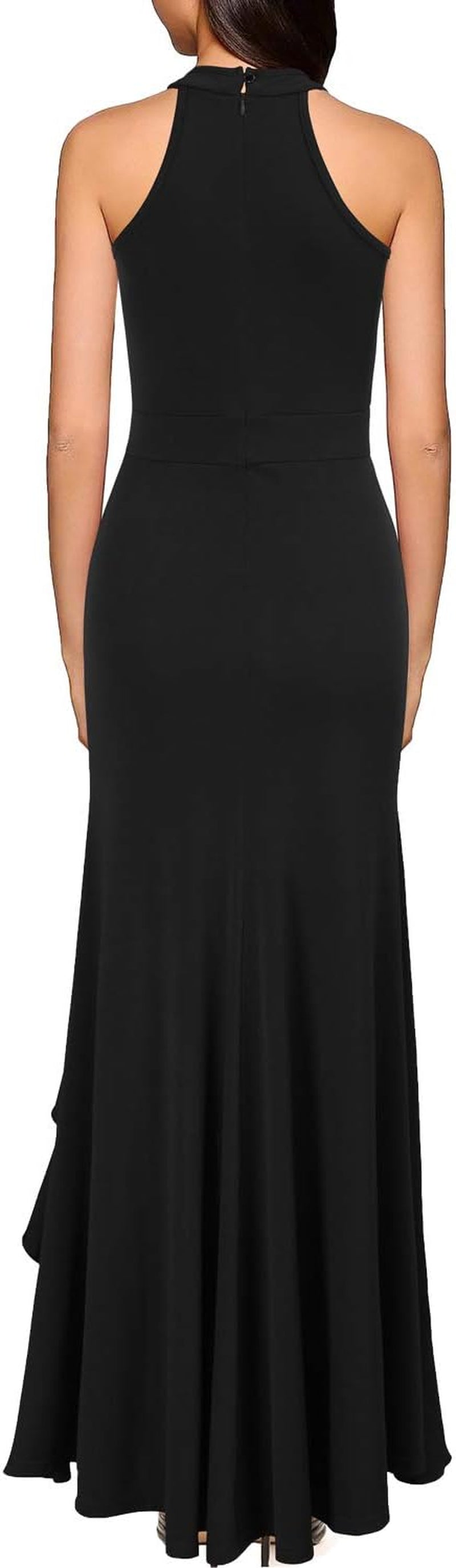 Women'S High Neck Split Bodycon Mermaid Evening Cocktail Long Dress