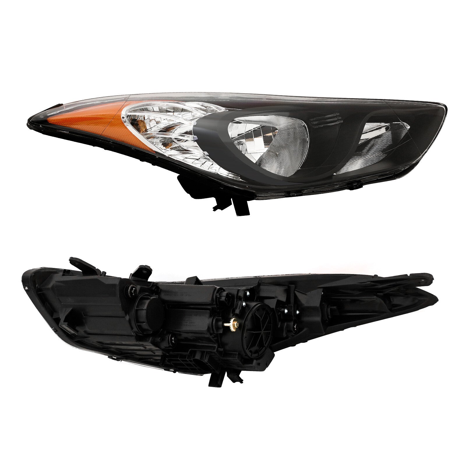 For 2011-2013 Hyundai Elantra Chrome Halogen Headlights Assembly Pair W/Bulbs