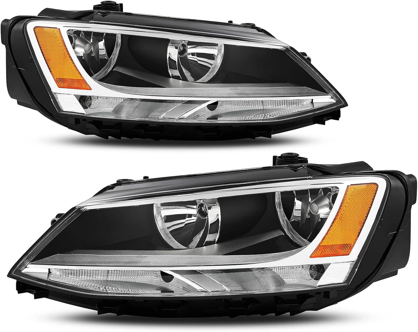 Headlights Assembly for 2011-2018 VW Jetta MK6, Chrome Housing