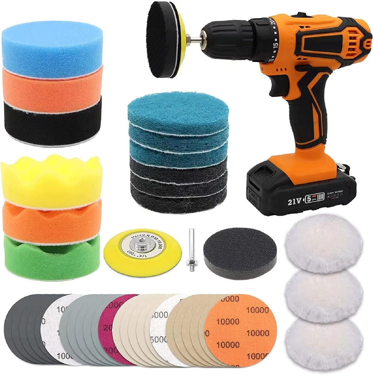 41PCS Headlight Restoration Kit, 3" Drill Sanding & Polishing Kit