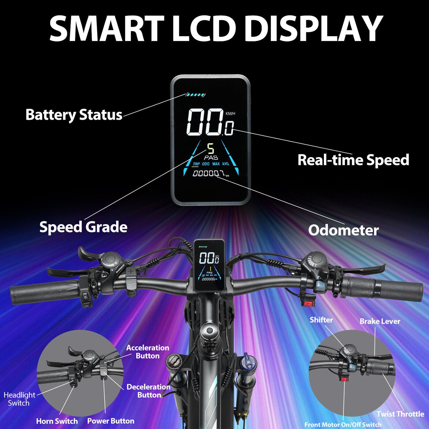 V3 2000W Electric Bike 48V/23Ah 26" Fat Tire Mountain Bicycle for Adult 35MPH