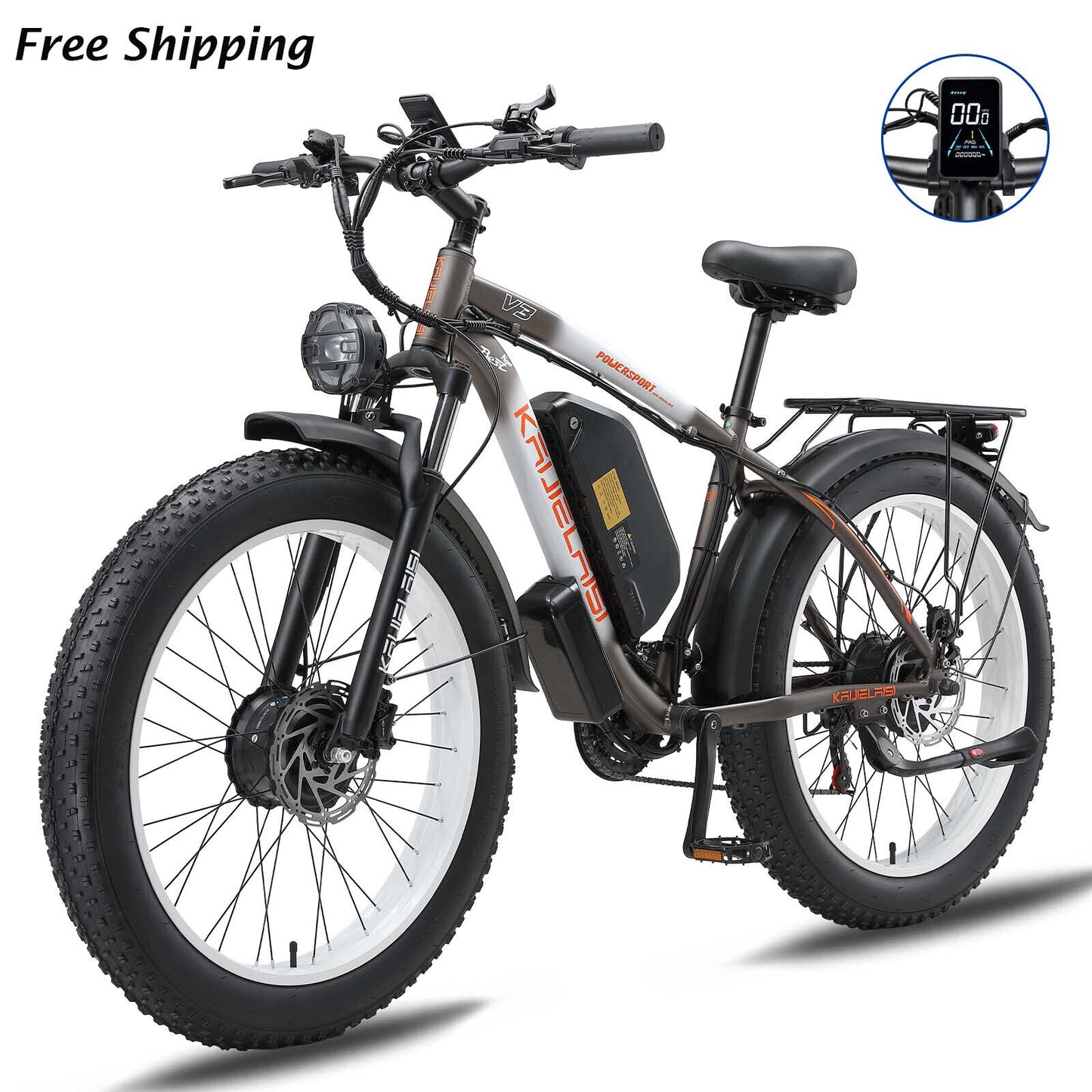 V3 2000W Electric Bike 48V/23Ah 26" Fat Tire Mountain Bicycle for Adult 35MPH