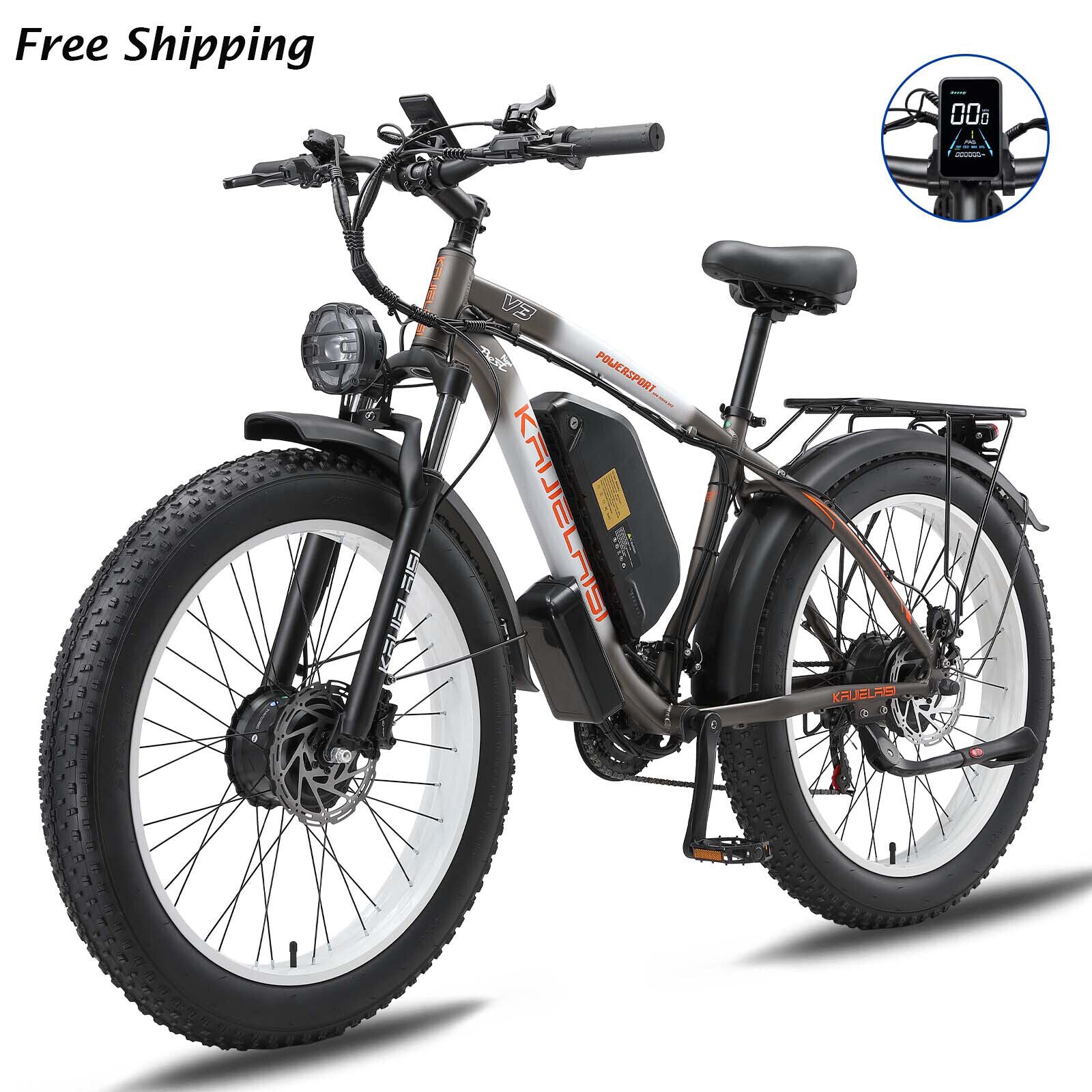 V3 2000W Electric Bike 48V/23Ah 26" Fat Tire Mountain Bicycle for Adult 35MPH