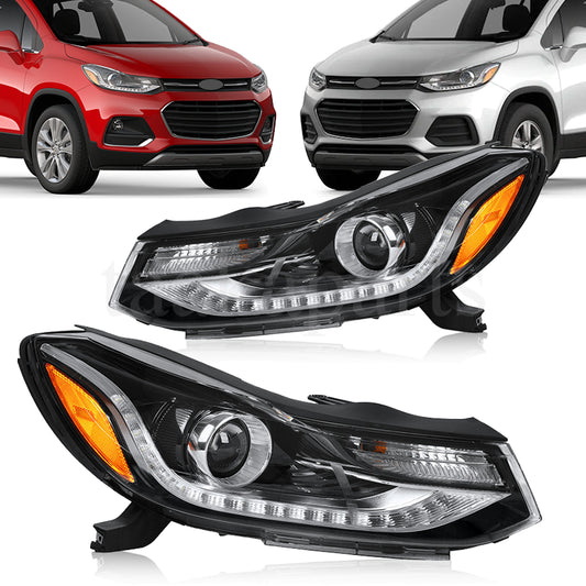 Headlights Headlamps Projector W/ LED DRL for 2017-2022 Chevy Trax Left & Right