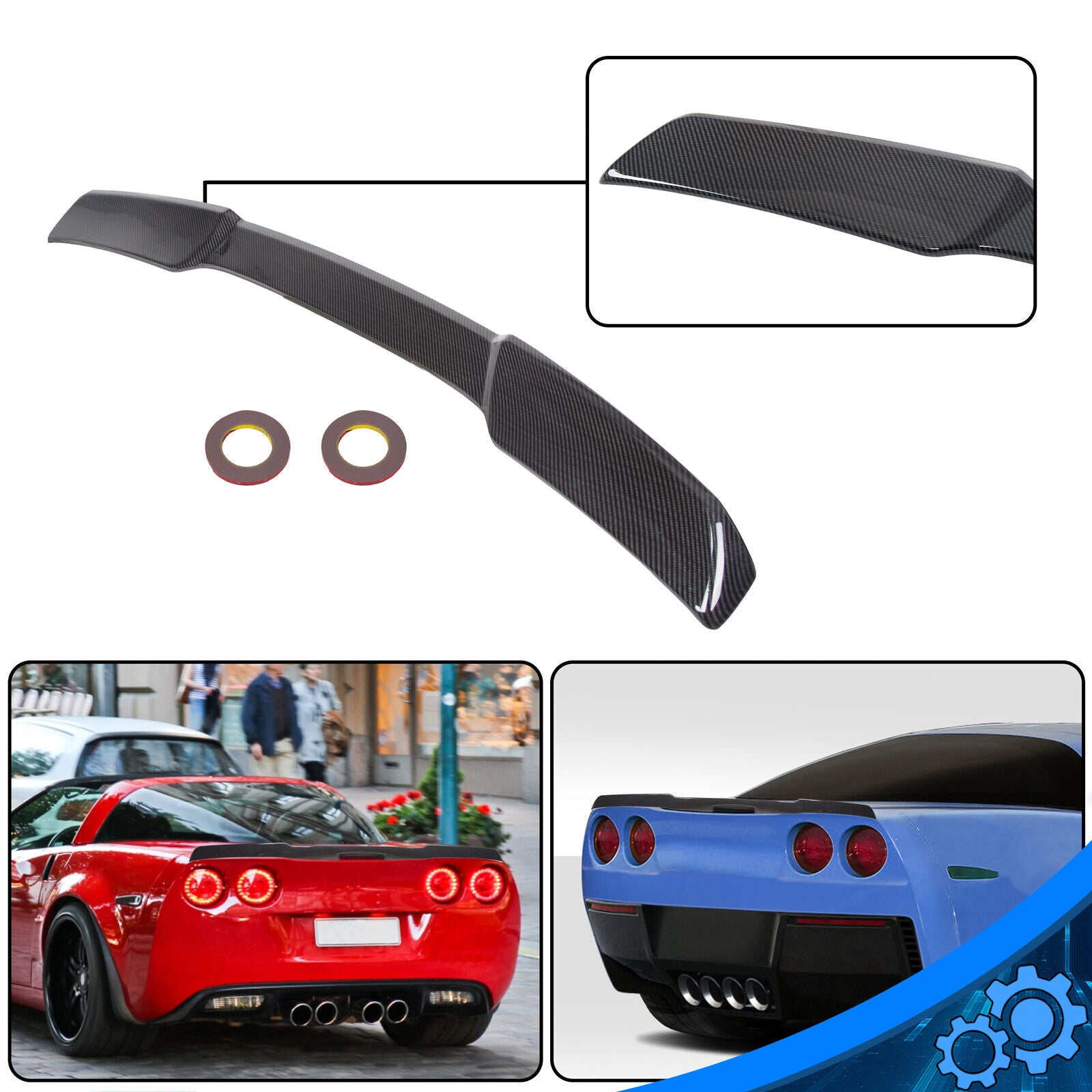 Rear Trunk Wing Spoiler for Corvette C6 Base Z06 ZR1 2005-2013 CARBON STYLE