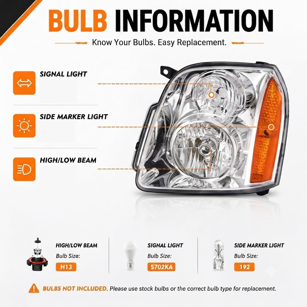Headlights Assembly Left Right Side for 2007-2014 GMC Yukon SLE SLT Denali