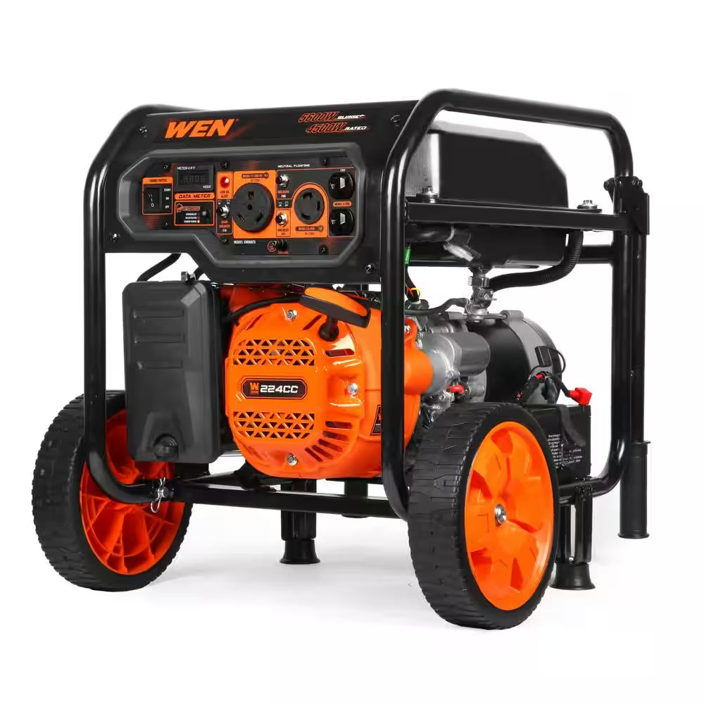 5,600-Watt Portable Gasoline Generator with Wheel Kit, Electric Start, 224Cc, Transfer-Switch, Rv-Ready, and CO Watchdog