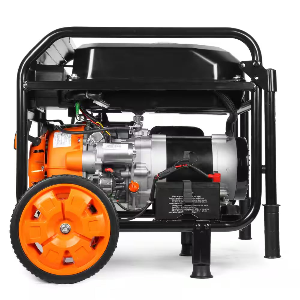 5,600-Watt Portable Gasoline Generator with Wheel Kit, Electric Start, 224Cc, Transfer-Switch, Rv-Ready, and CO Watchdog