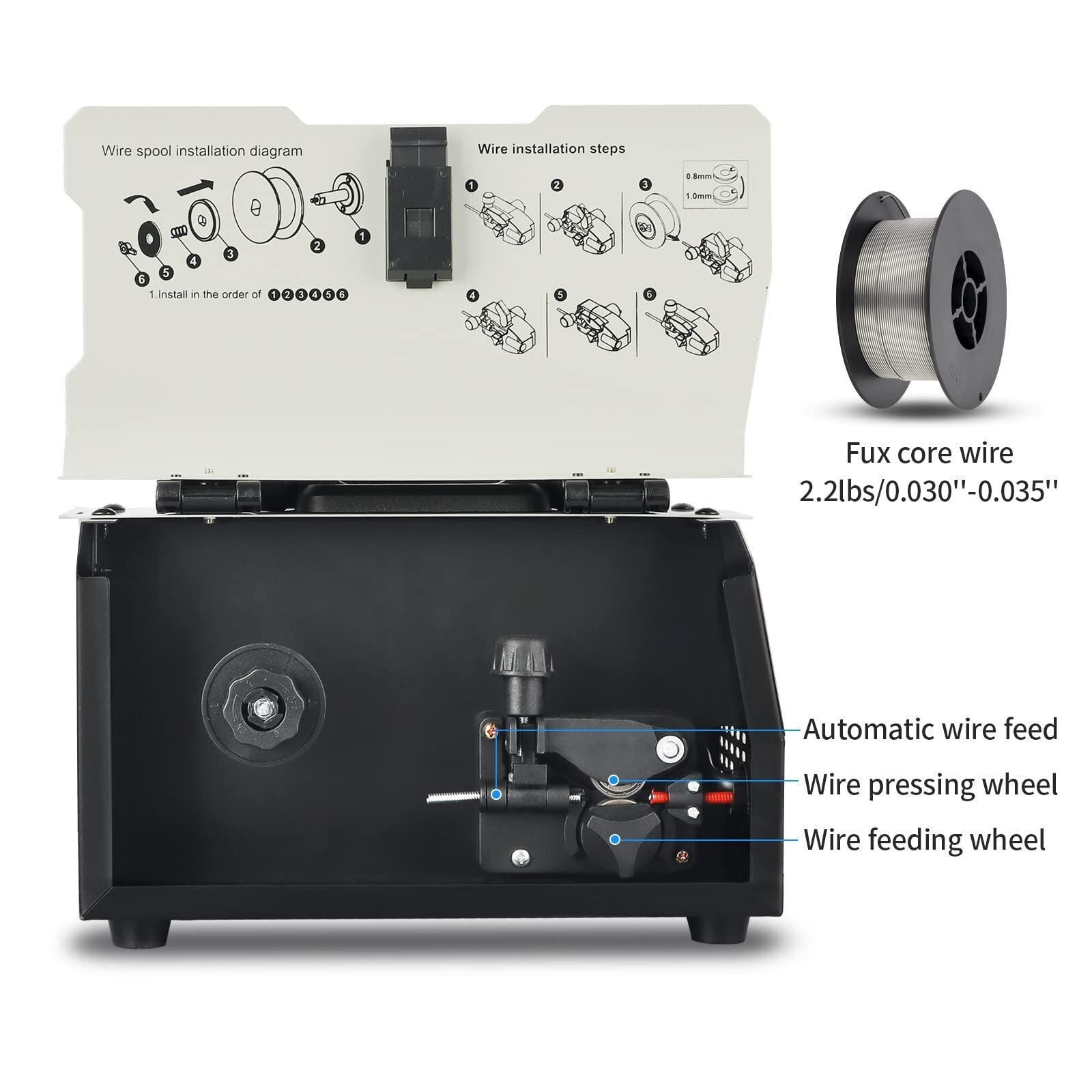 MIG Welder,Flux Core Welder Machine 110V 130Amp, Gasless MIG Welding Machine ...