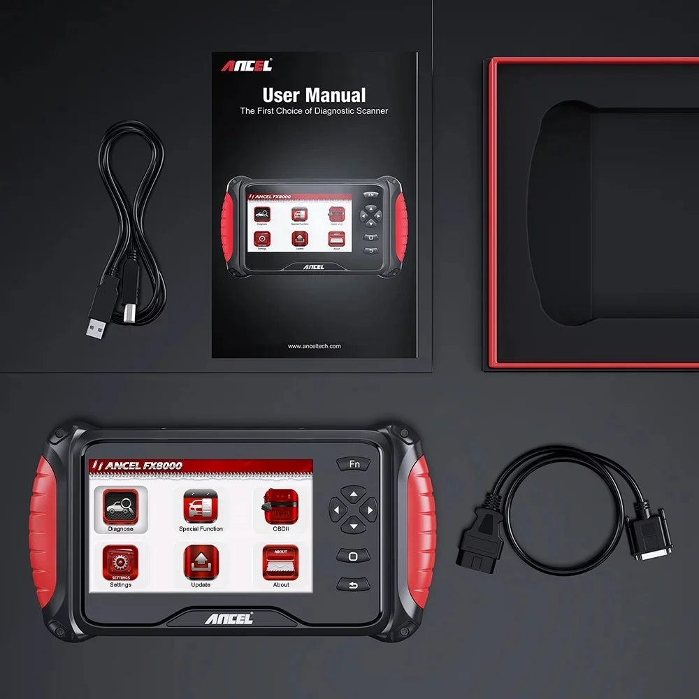 FX8000-I OBD2 Scanner Four Systems Diagnostic Scan Tool ABS SRS Gearbox Engine OBDII Code Reader Car Scanner Oil Reset Service Automotive EOBD OBD Diagnostic Scanner Auto VIN Free Update 7Inch