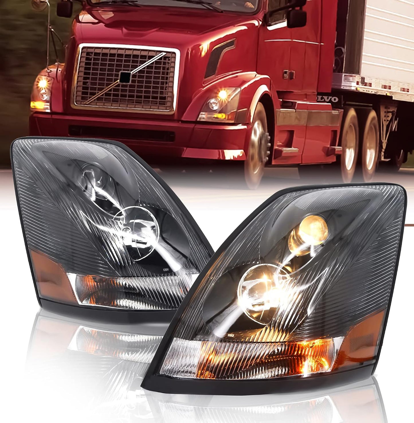 Headlight Replacement for 2004-2017 Volvo VNL Pair Left & Right Side