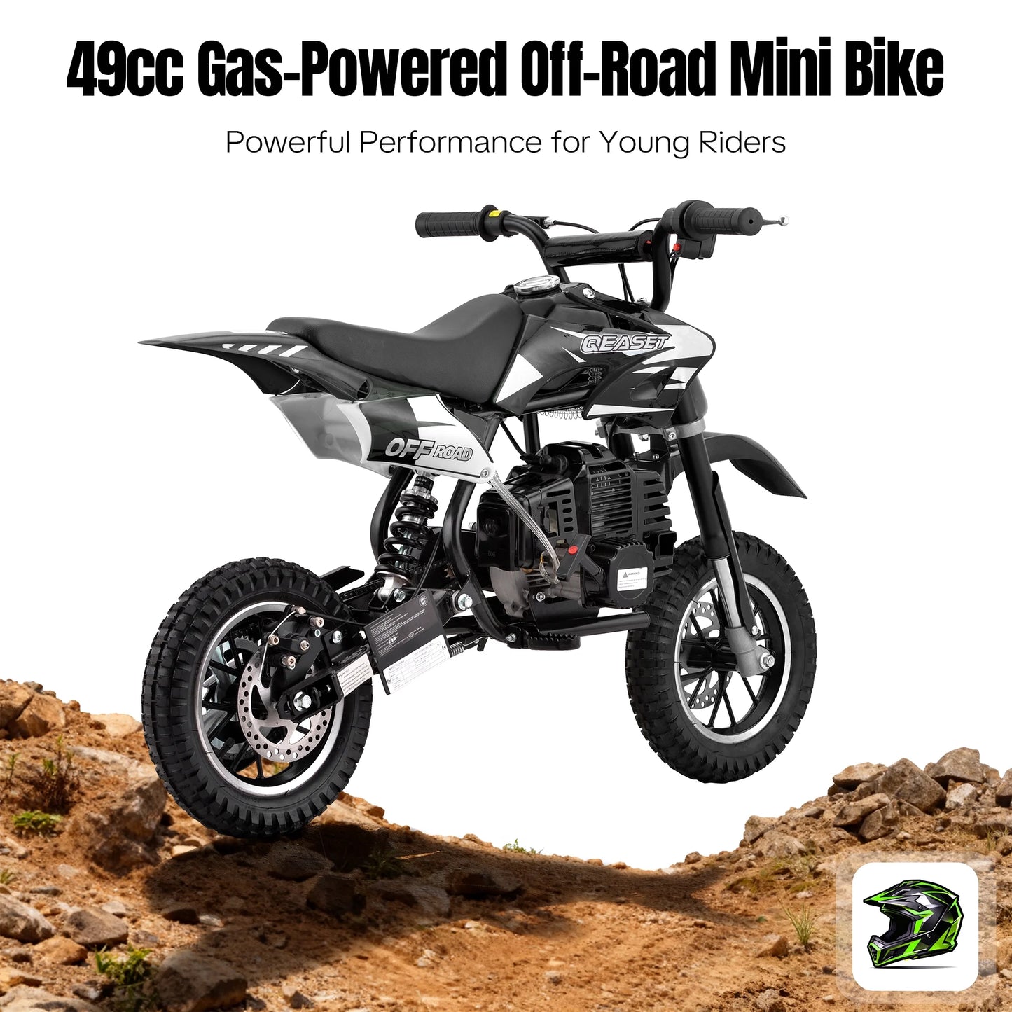 49CC Dirt Bike, Mini Bike 2-Stroke Gas Powered off Road with Max Speed 20MPH, Pull Start