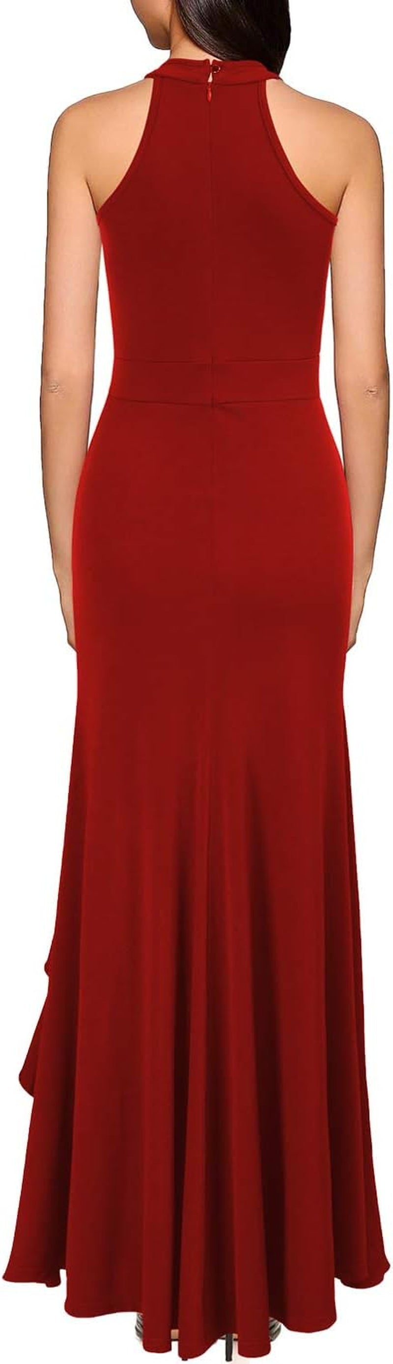 Women'S High Neck Split Bodycon Mermaid Evening Cocktail Long Dress