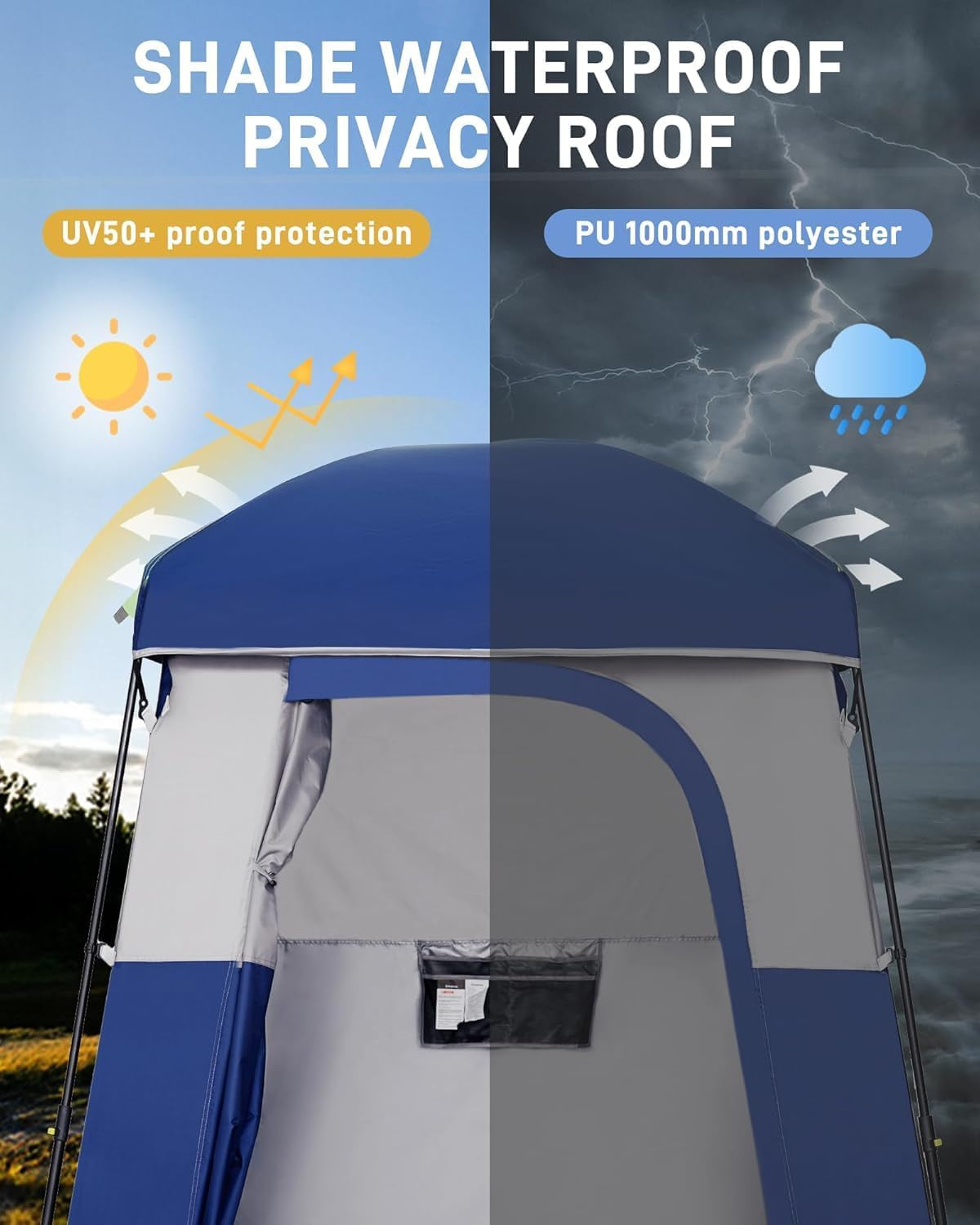 Shower Tent, Portable Privacy Tent Outdoor Camping 1/2 Room Toilet Tents with Shower Bag & Dressing Room for Travel Beach Tailgate