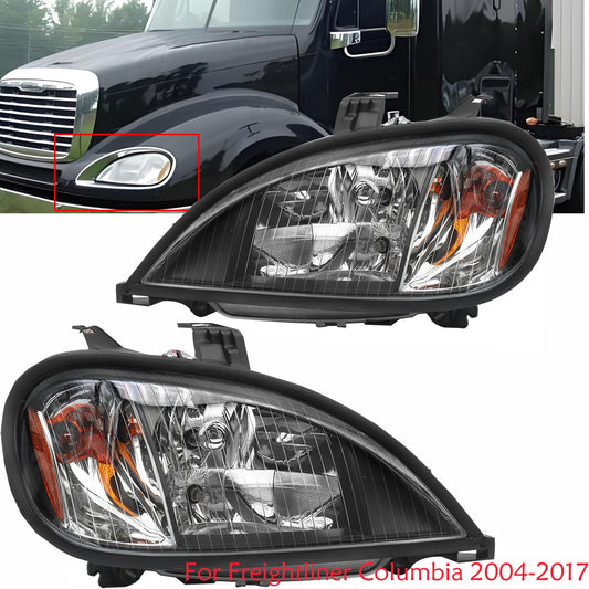 Pair Headlight Assemblies for Freightliner Columbia 2004-2017 W/ Bulb Headlamps