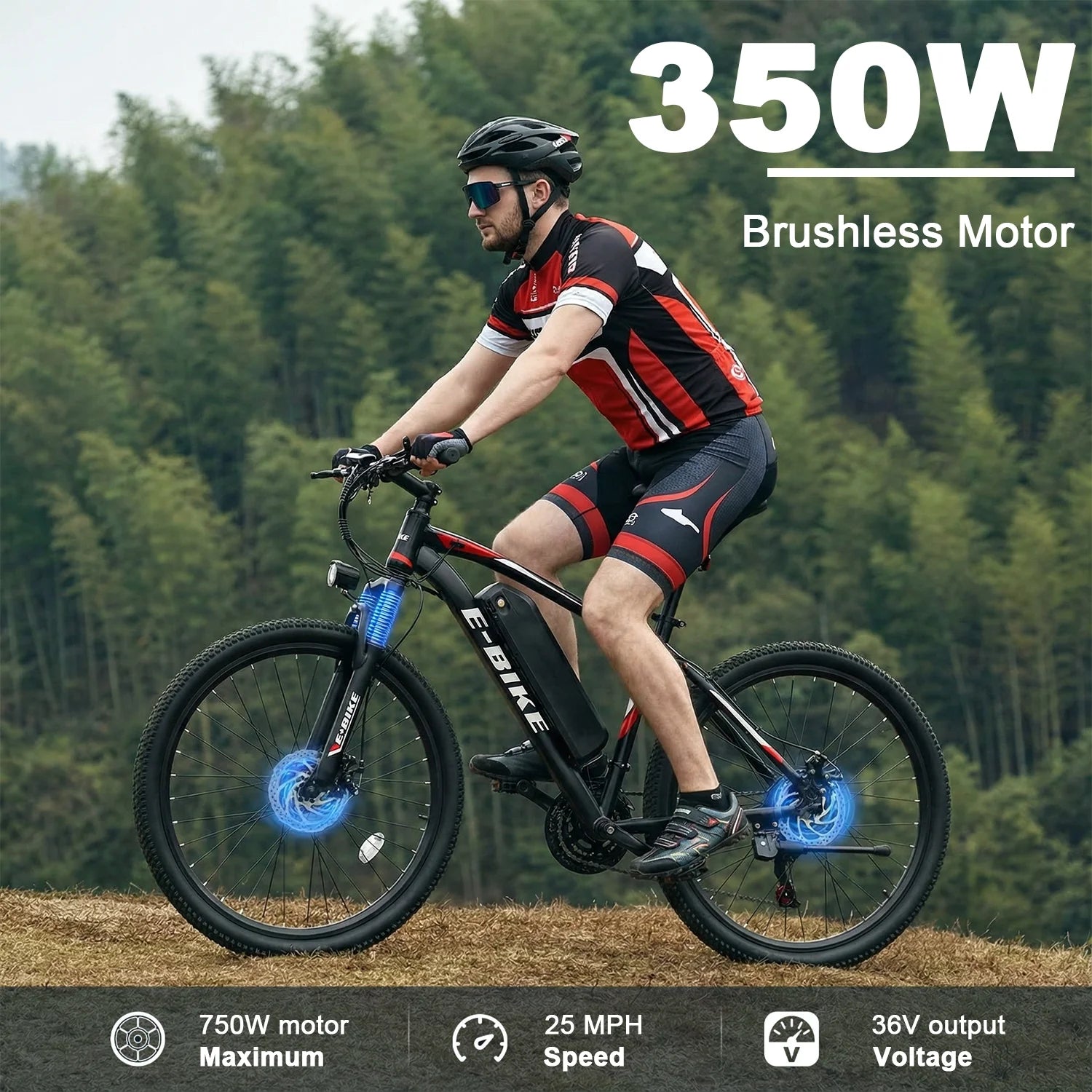 Electric Bike for Adults 750W Peak Motor, 25 Mph Ebike, 26" Tire Electric Bicycles with Max 15° Uphill, 36V 12Ah Battery, 45 Miles PAS Range, E Bikes for Adults and Teens, E-Mountain Bike, UL 2849