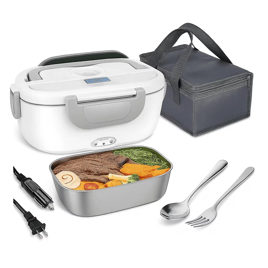 2 in 1 110V 12V Stainless Steel Electric Heating Lunch Box Car Office School Food Warmer Container Heater Lunch Box Set