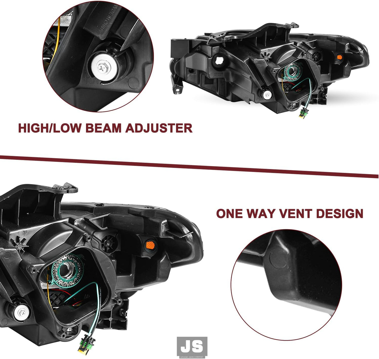 Fits for [Hid/Xenon Model] 2018-2021 Chevy Traverse LED DRL Projector Headlight Assembly OE Style Factory Headlights Driver Left + Passenger Right Side No Fog Headlamps
