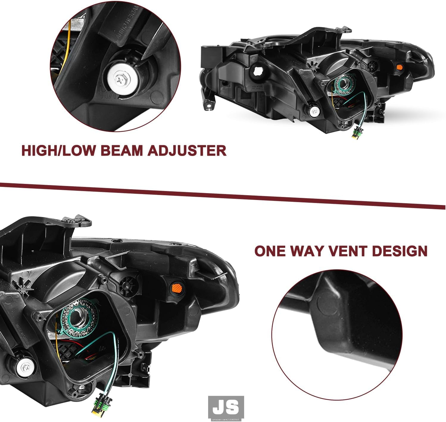 Fits for [Hid/Xenon Model] 2018-2021 Chevy Traverse LED DRL Projector Headlight Assembly OE Style Factory Headlights Driver Left + Passenger Right Side No Fog Headlamps