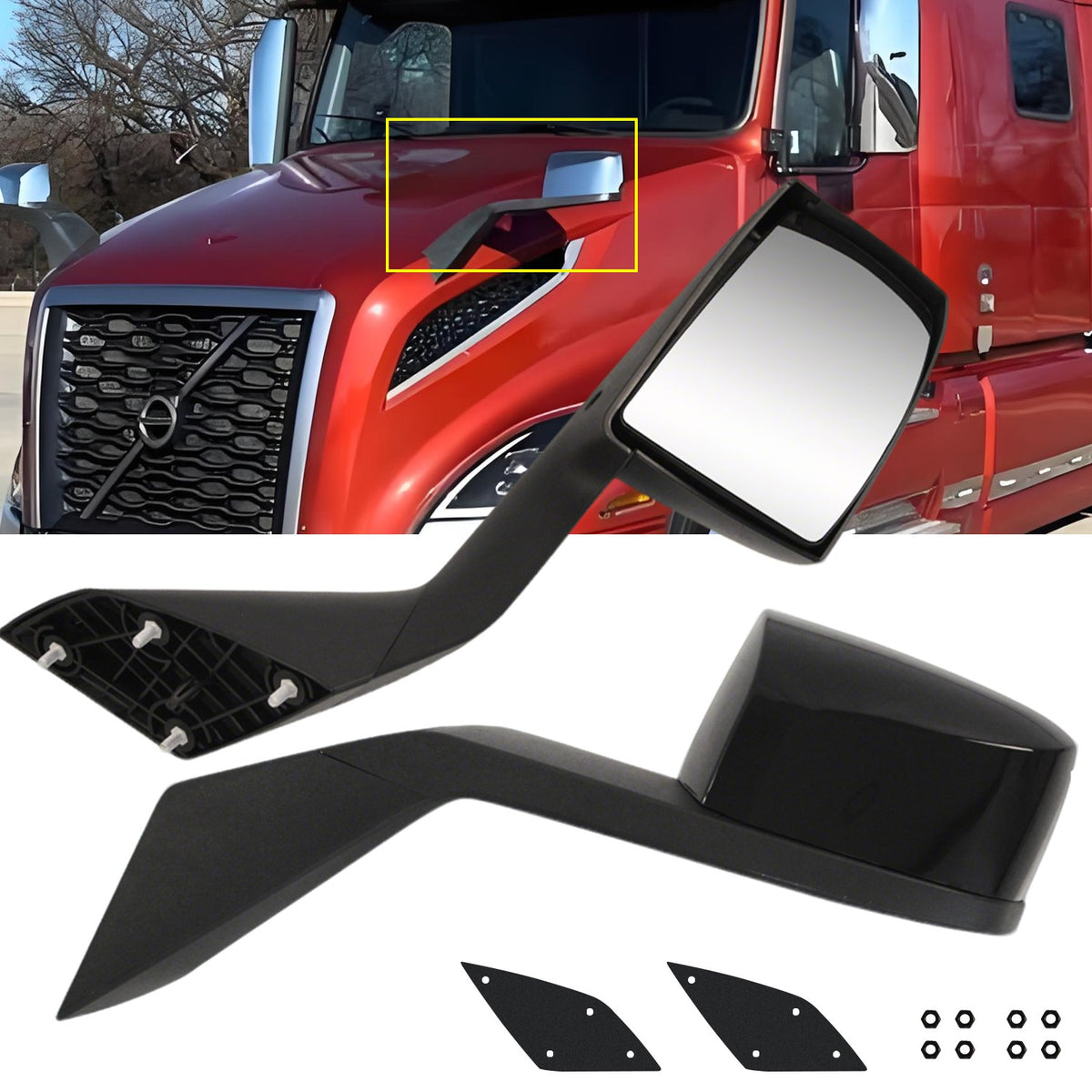 Pair Hood Mirrors Assemblies Side View Mirror for 2004-2017 Volvo Vn Vnl Truck