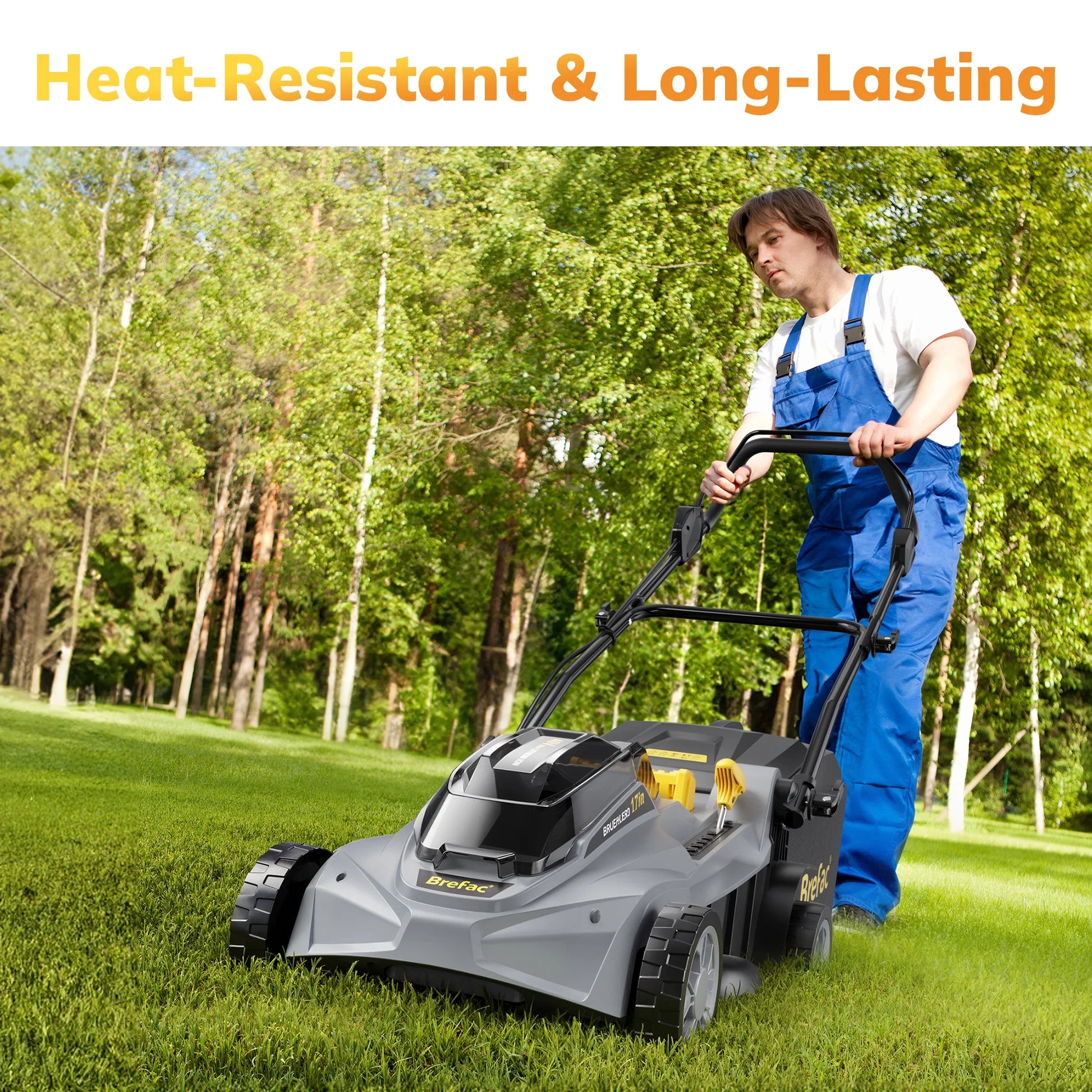 40V (2 X 20V) 17'' Cordless Lawn Mower, Multi-Functional Grass Cutter with 4.0Ah Battery, 6 Adjustable Height Settings, Durable Manganese Steel Blades, Easy to Use for Medium to Large Lawn