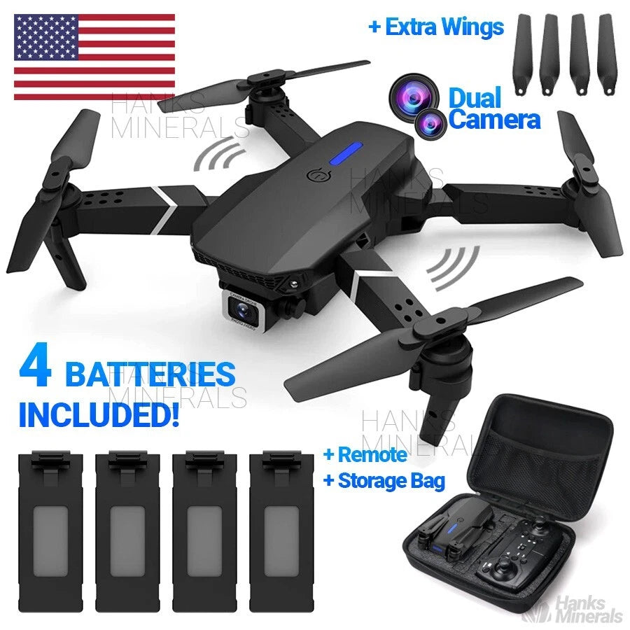 Drone 2026 4K HD Dual Camera WiFi FPV RC Foldable Quadcopter + 4 Batteries