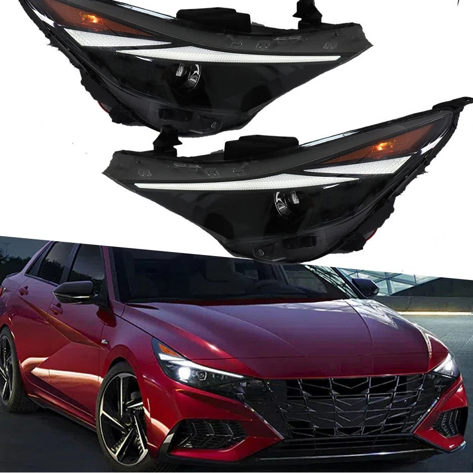 Headlights For Hyundai Elantra 2021-2022 Halogen W/LED DRL Headlamps Left+Right