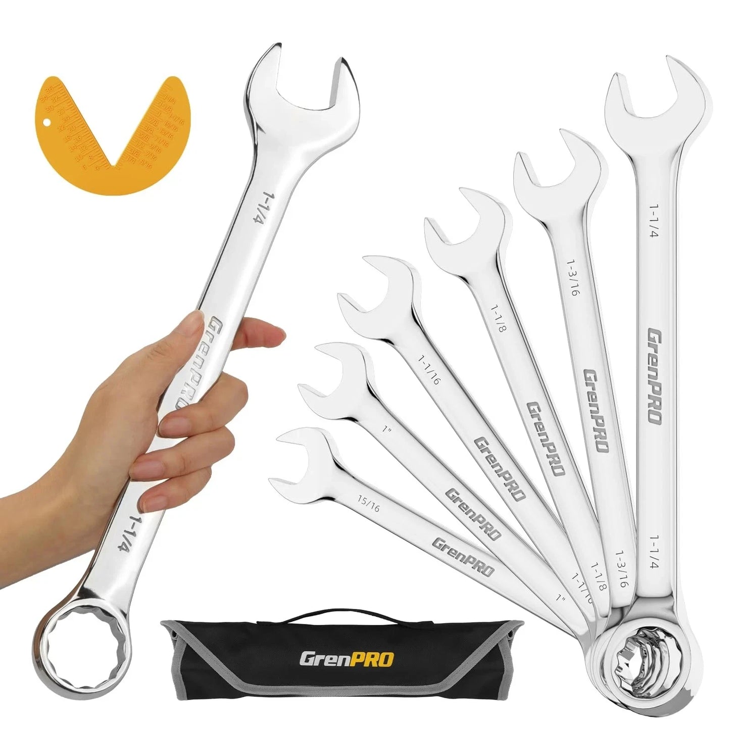 7Piece SAE Wrench Set 15/16 To 11/4 Inch Big Open End Combination Tools